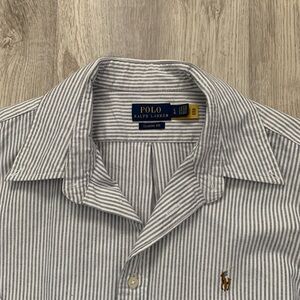 Polo by Ralph Lauren Women’s  Striped Button Down Shirt - Blue and White